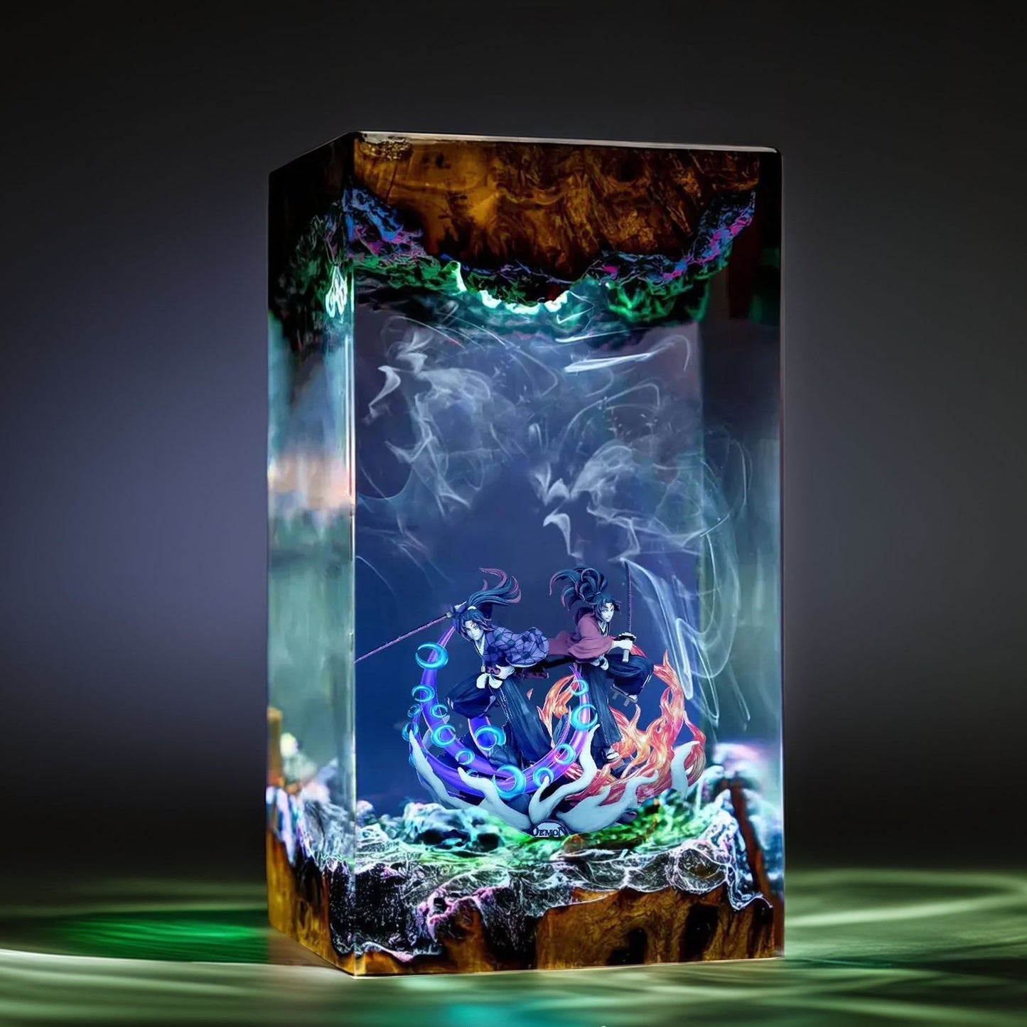 Six Eyed Moon Demon And Crimson Sun Swordsman Resin Lamp