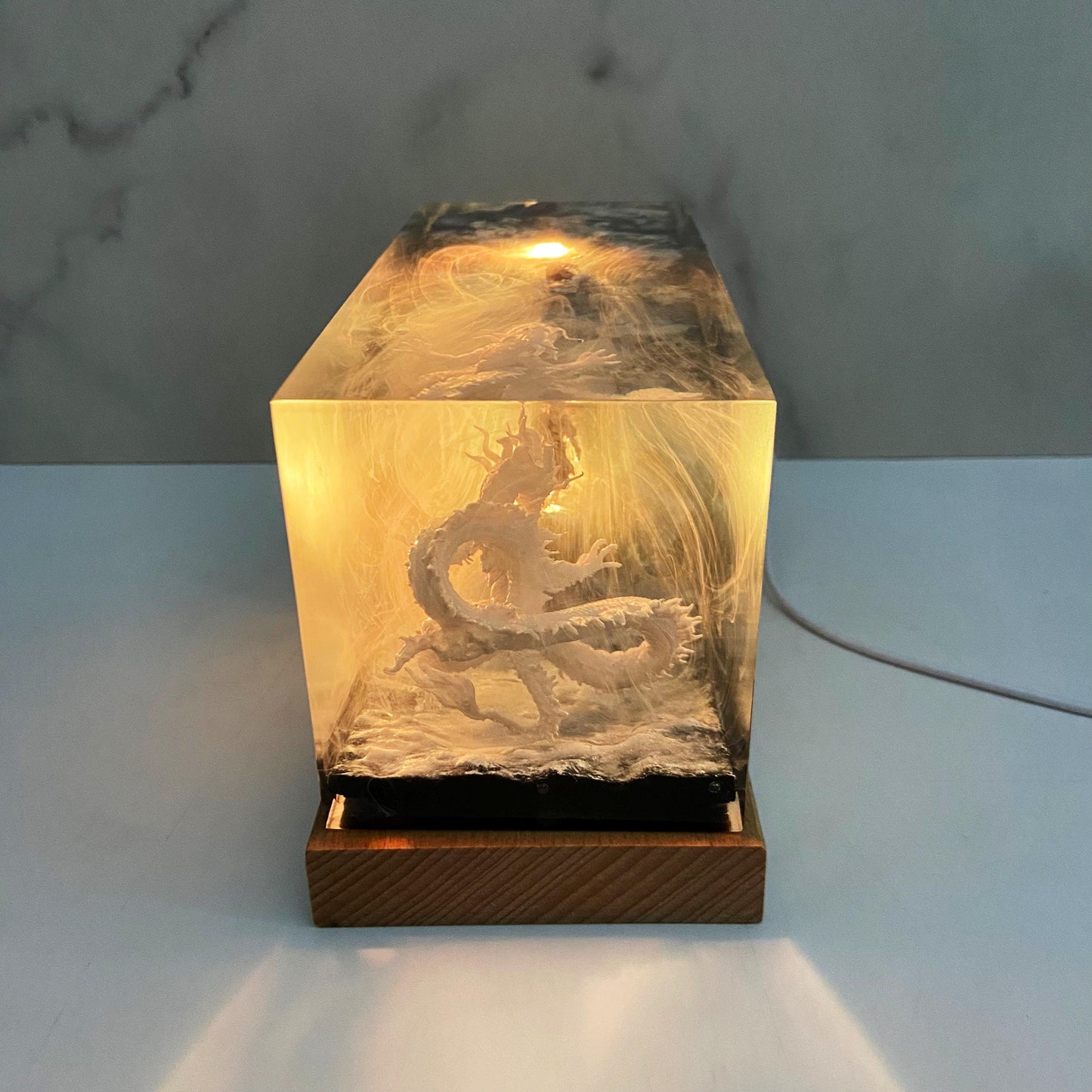 Handmade Dragon Resin Lamp, Game Landscape, Unique Home Decor, Gift For Game Lovers, Personalized Resin Lamp, Christmas Gift