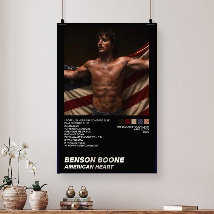 Music Poster Benson Boone Inspired Album Minimal Digital Poster Retro Style - Size 24''x36''