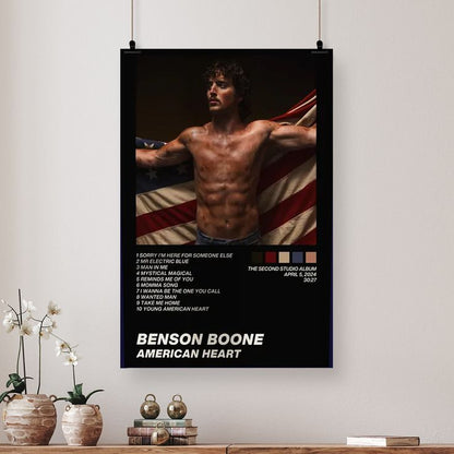Music Poster Benson Boone Inspired Album Minimal Digital Poster Retro Style - Size 24''x36''