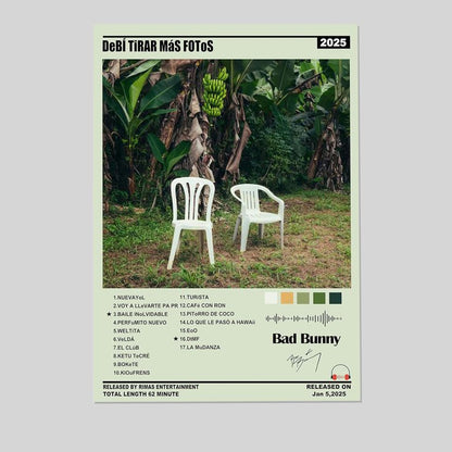Bad Bunny Poster Latin Music Poster Art Decor Painting Aesthetic Wall Art Canvas for Bedroom Decor Size 24''x36''