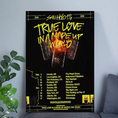 San Holo True Love In A Made Up World Poster, EDM Tour Poster Print, Electronic Music Wall Art, DJ Concert Decor Gift