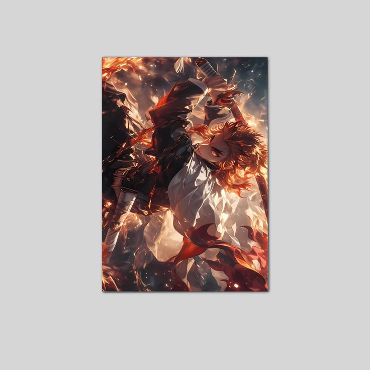 Kimetsu no Yaiba Rengoku Kyojuro Action Anime Wall Art Poster Size 24''x36''