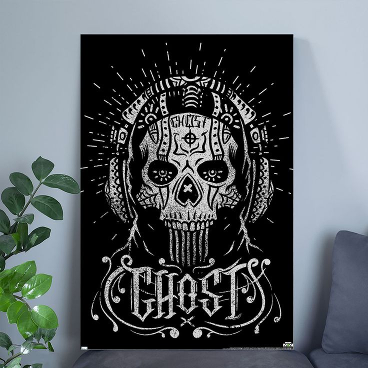 Call of Duty: Modern Warfare 2 - Ghost Calavera Wall Poster Retro Style - Size 24''x36''