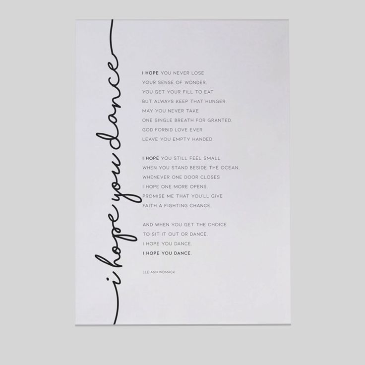 I Hope You Dance Song Print, Lee Ann Womack Country Music Lyrics Size 24''x36'