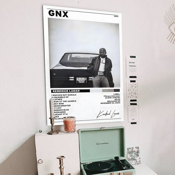 Kendrick Lamar Cover Canvas Wall Art, GNX Album Monochrome Hip-Hop Poster Modern Urban Music Decor for Living Room Bedroom Studio Size 24''x36''