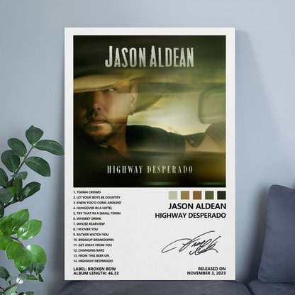 Jason Aldean Poster Highway Desperado Album Cover Poster for Bedroom Aesthetic Size 24''x36''