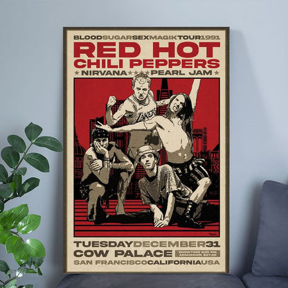 Music Poster - Red Hot Chili Peppers Retro Style - Size 24x36