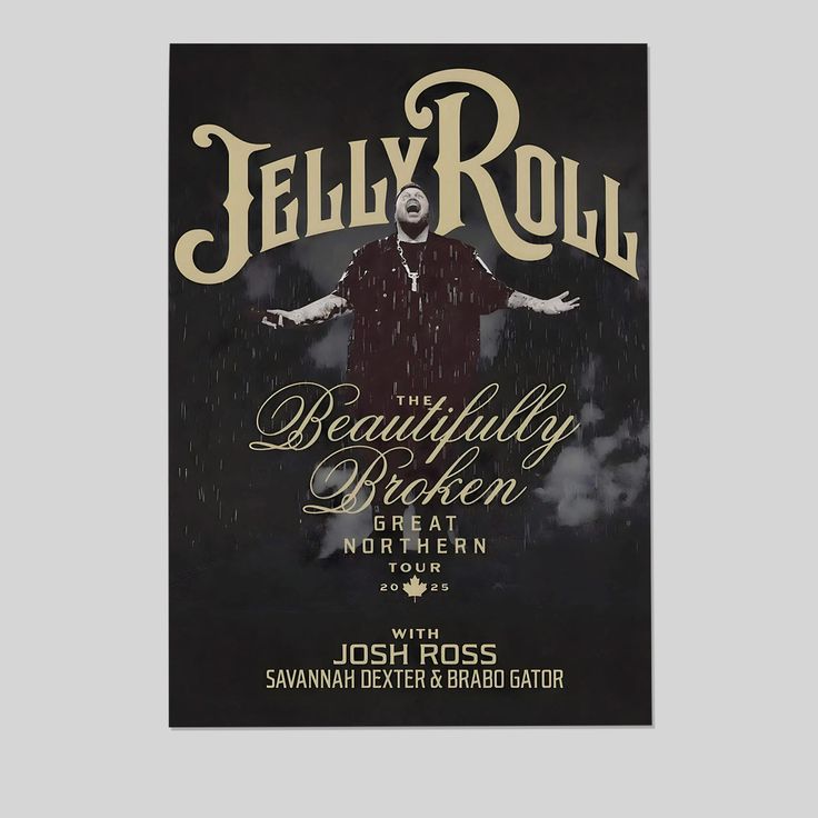 JELLY ROLL The Beautifully Broken Great Northern 2025 Tour Poster - Wall Decor Size 24''x36''