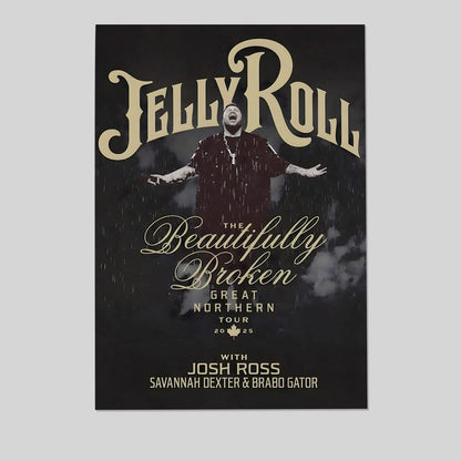 JELLY ROLL The Beautifully Broken Great Northern 2025 Tour Poster - Wall Decor Size 24''x36''