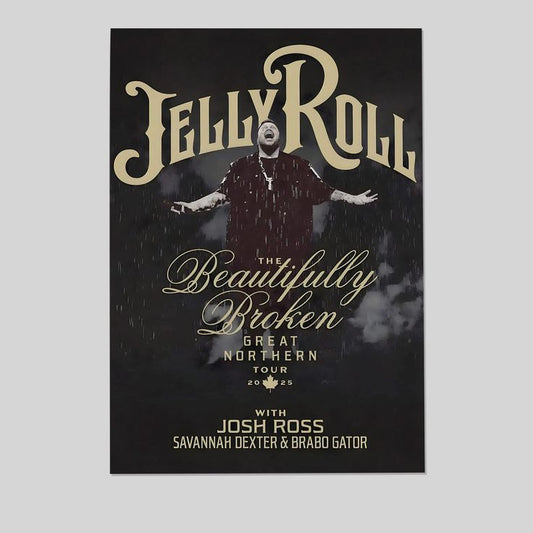 JELLY ROLL The Beautifully Broken Great Northern 2025 Tour Poster - Wall Decor Size 24''x36''