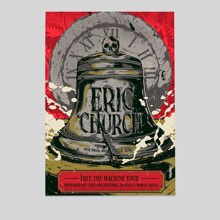 Eric Church Show Poster -  Sep 18, 2025 Philadelphia, PA Size 24''x36''
