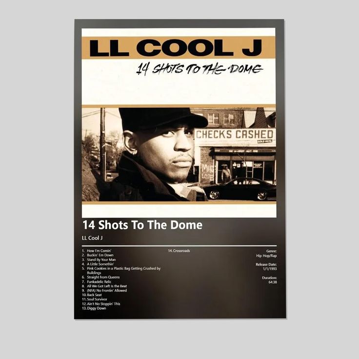 Music Poster - LL Cool J - 14 Shots To The Dome Album Retro Style - Size 24x36