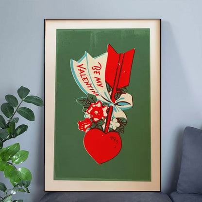 Retro Valentines Day Art Be My Valentine Poster Full Size 24''x36''