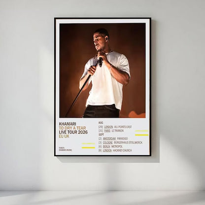 Khamari To Dry A Tear Live Tour 2026 Poster, R&B Concert Print, Music Tour Dates Wall Art, Modern Artist Poster Decor