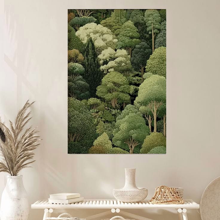 Lush Green Woodland Trees Wall Art Poster Full Size 24''x36''