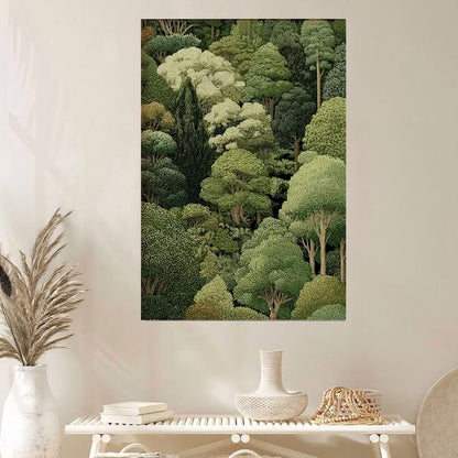 Lush Green Woodland Trees Wall Art Poster Full Size 24''x36''