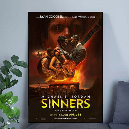 Sinners Movie Poster Michael B Jordan Hailee Poster Size 24''x36''