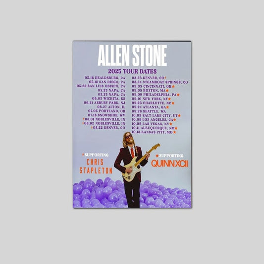 Allen Stone 2025 Tour Dates Poster Concert Size 24''x36''