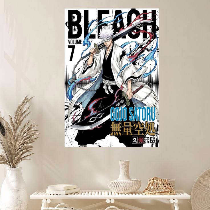 Gojo Satoru x Bleach Crossover Manga Style Art Poster Size 24''x36''