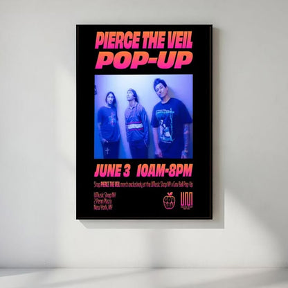 Pierce The Veil Pop-Up Poster, Band Merch Event Poster, Concert Promotion Print, Alternative Rock Wall Art, Music Shop NYC Poster