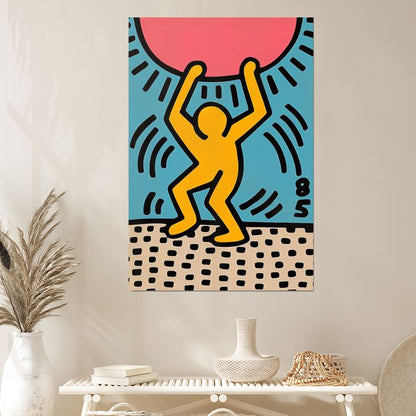 Nationcog Man Carrying The Sun, Exhibition Poster, Man Holding Sun, Contemporary Street Art Retro Style - Size 24''x36''