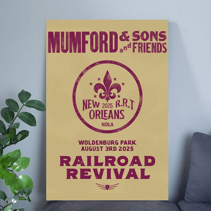 Mumford And Sons 2025 Railroad Revival Tour In New Orleans At Woldenburg Park On August 3 2025 Home Decor Poster Size 24''x36''