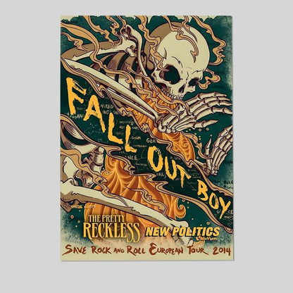 Fall Out Boy Vintage Music Poster Wall Art Size 24''x36''
