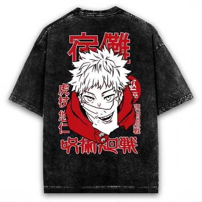 2-SIDED ITADORI YUJI - JUJUTSU KAISEN OVERSIZED WASHED TEE