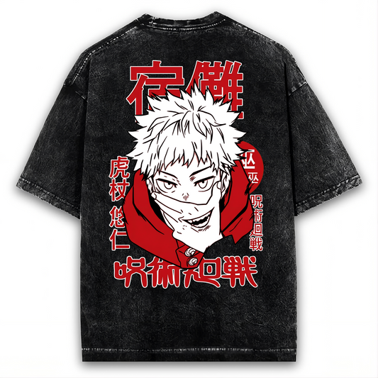 2-SIDED ITADORI YUJI - JUJUTSU KAISEN OVERSIZED WASHED TEE