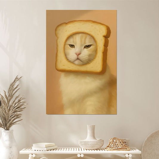 Home Decor- Bread Face Cat Art Poster Size 24''x36''