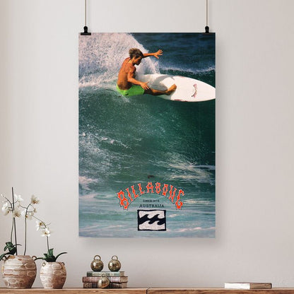 Surfing Poster -1990 BILLA..BONG Surfing Poster - Vintage Style - Size 24x36