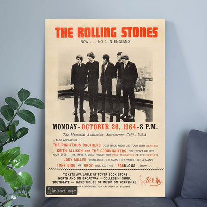 The Rolling Stones concert poster reproduction 1964 performance Printed on Fine Art Retro Style - Size 24''x36''