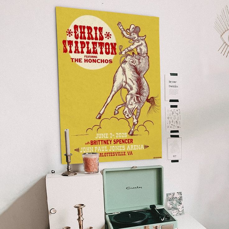 Music Poster Chris Stapleton 2025 Tour Charlottesville Retro Style - Size 24''x36''