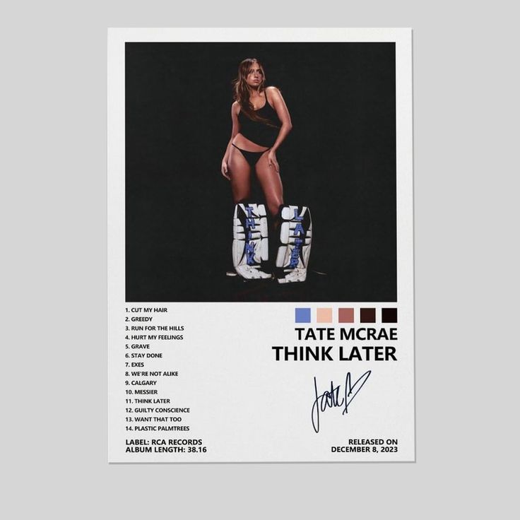 Tate McRae Poster Think Later Album Cover Poster for Bedroom Aesthetic Size 24''x36''