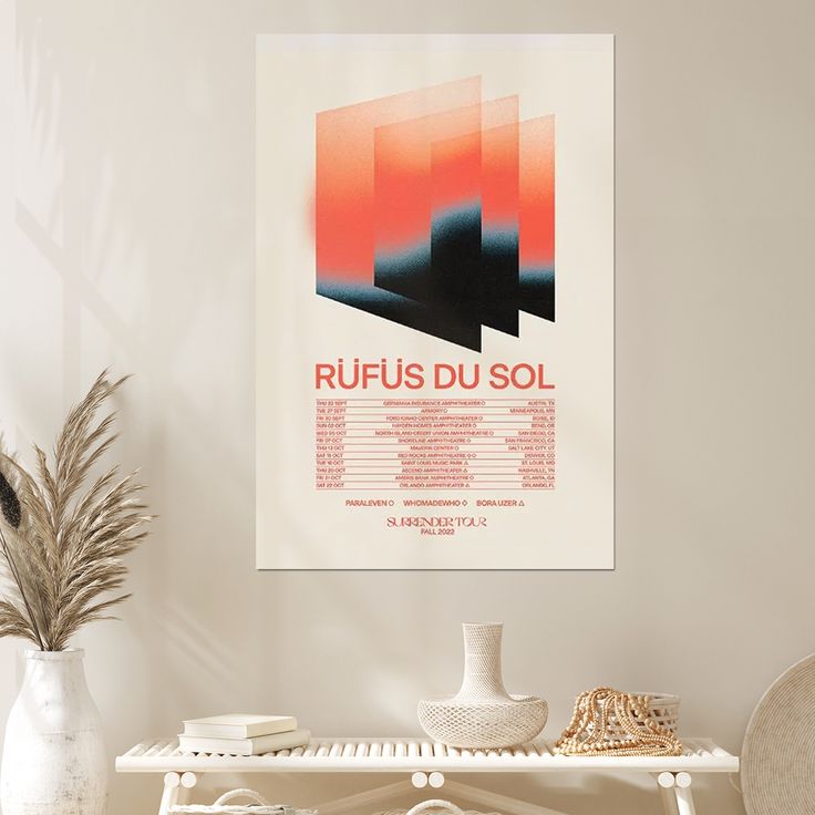 Music Poster Rüfüs Du Sol Surrender Fall Tour Poster Retro Style - Size 24''x36''