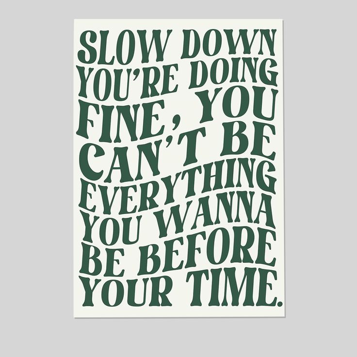 Disco Pop 70s Music Poster Canvas Prints Slow Down You're Doing Fine Wall Art Daily Reminder Positive Canvas Posters Green Poster Size 24''x36''