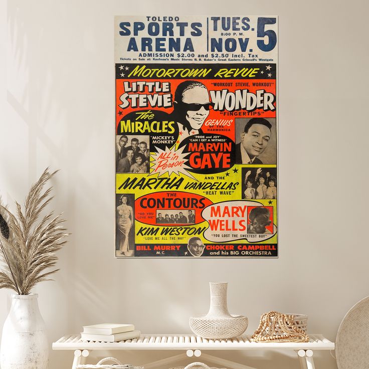 Motown Black Music - African American Wall Art - Black Art - Black Culture - Black History - Stevie Wonder, Marvin Gaye Concert Posters Wall Decor Size 24''x36''