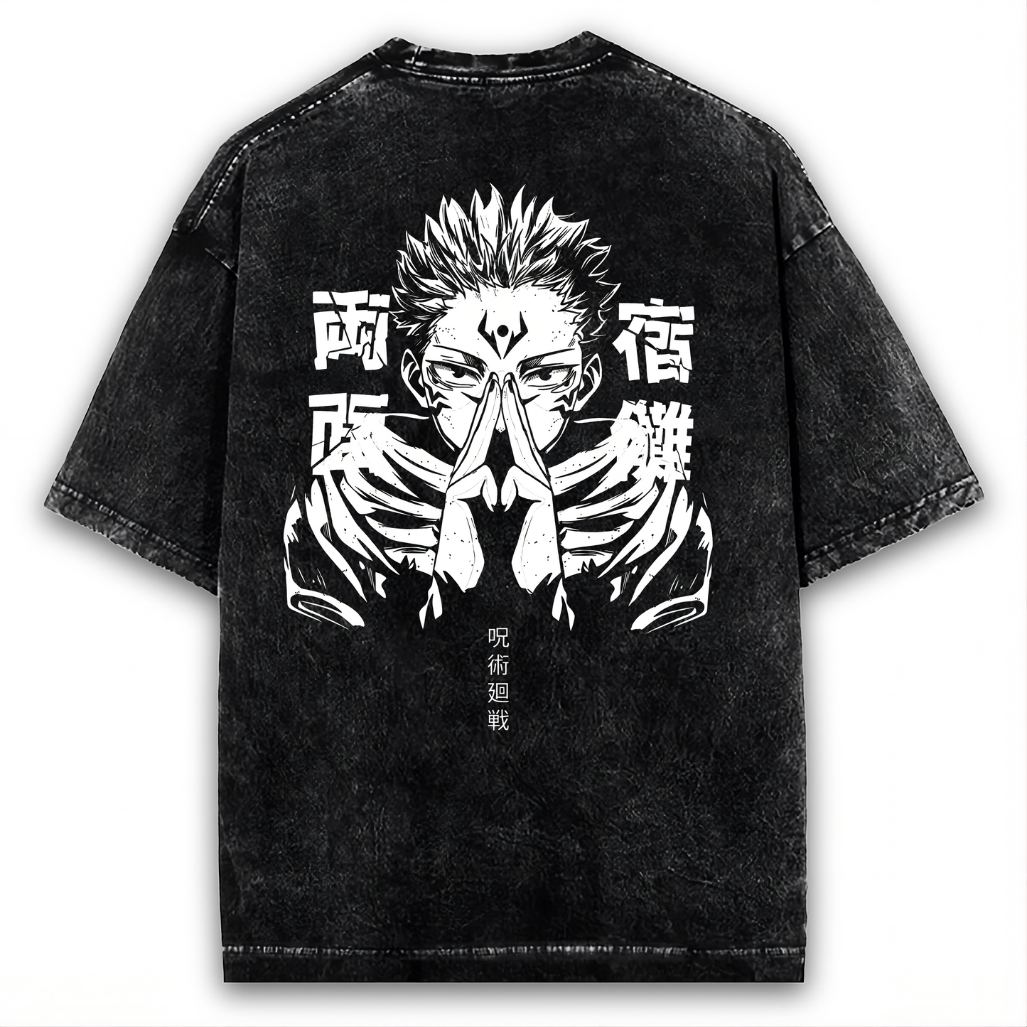 2-SIDED RYOMEN SUKUNA ANIME T-SHIRT, JUJUTSU KAISEN WASHED TEE