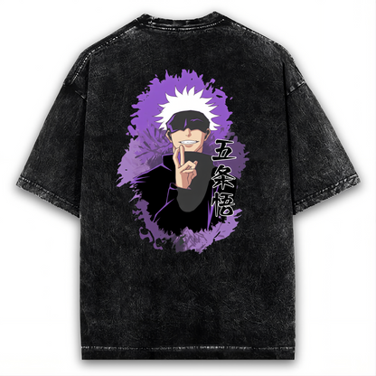 SATORU GOJO INFINITE VOID ANIME OVERSIZED WASHED TEE
