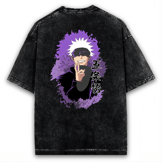 SATORU GOJO INFINITE VOID ANIME OVERSIZED WASHED TEE