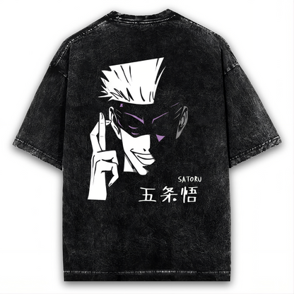 SATORU GOJO INFINITE VOID ANIME OVERSIZED WASHED TEE