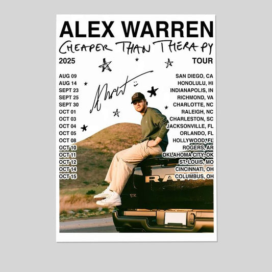 Alex Warren Tour 2025Cheaper Than Therapy Concert  Poster Size 24''x36''