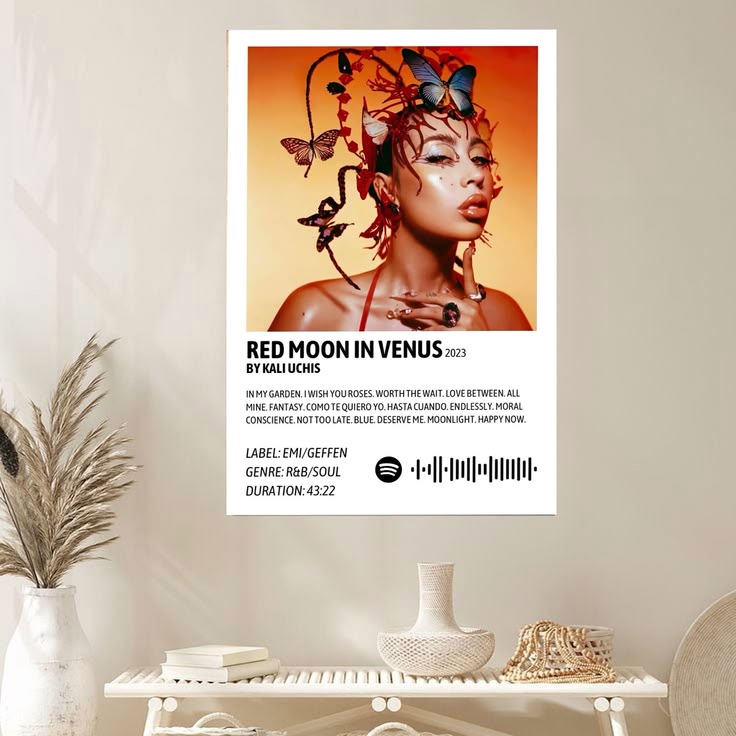 Kali Uchis Red Moon in Venus Ablum Poster Size 24''x36''