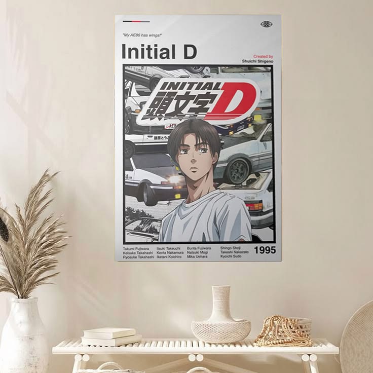 Initial D Anime Poster: Minimalist Manga Art Print