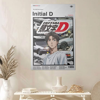 Initial D Anime Poster: Minimalist Manga Art Print