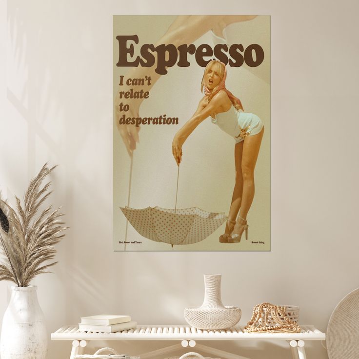 Sa.b.rina Car.penter Poster – Espresso Aesthetic Wall Art – Coquette Pop Star Print Retro Style - Size 24''x36''
