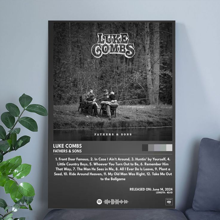 Luke Combs Fathers & Sons Poster Music Poster Size 24''x36''