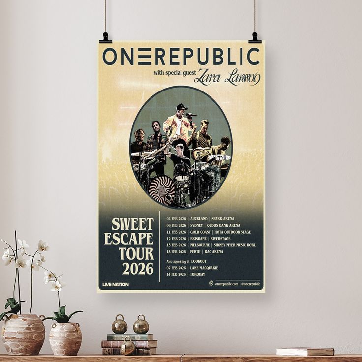 ONE REPUBLIC Sweet Escape 2025 Australia Tour Poster - Wall Decor, No Frame Retro Style - Size 24''x36''