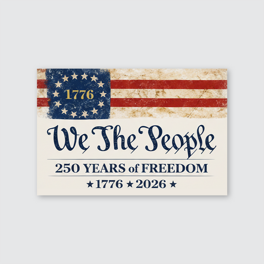 We The People 250 Years Wall Art, Vintage 1776 Flag Poster, Patriotic Decor